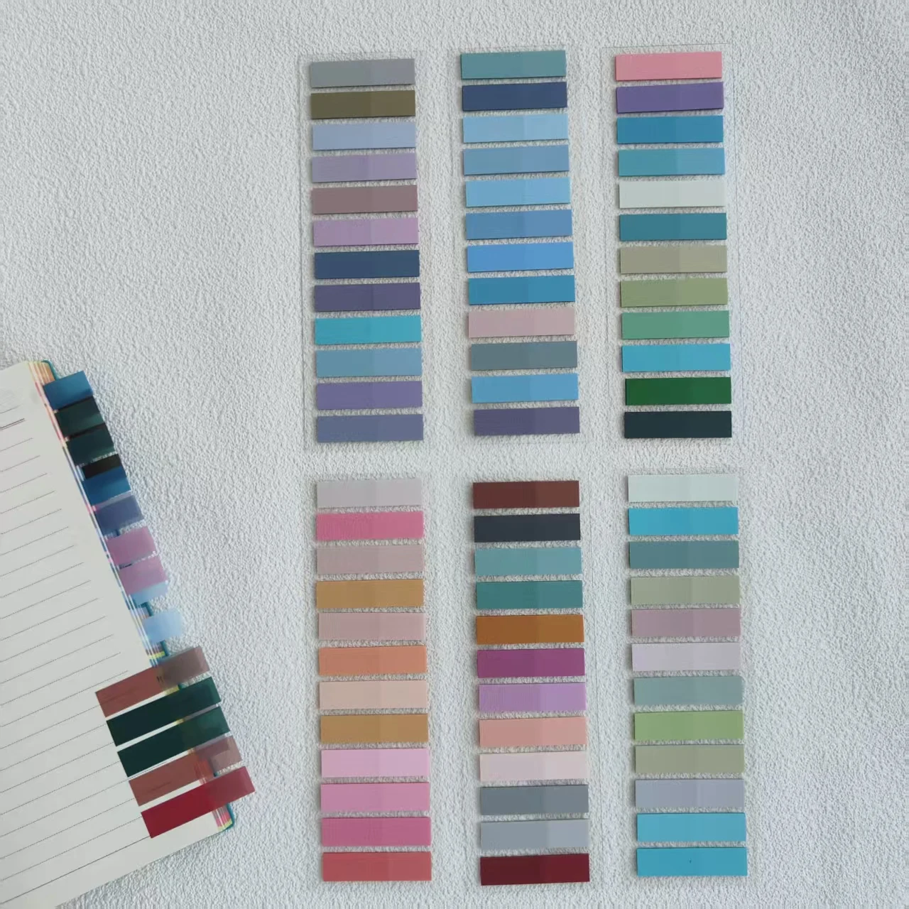 กระดาษโน้ตสีสันสดใส PET 1200 ชิ้น 6 แพ็ค ใช้เป็นที่คั่นหนังสือ ป้ายติดสมุดภาพ คอลลาจ เครื่องเขียน DIY อุปกรณ์งานฝีมือ สำหรับใช้ในครัวเรือน