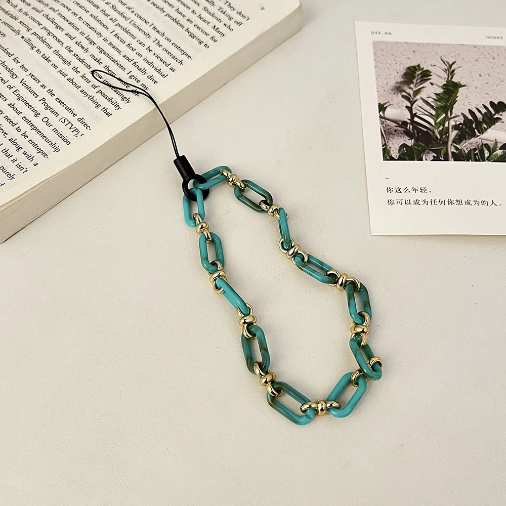 Trendy Acrylic Phone Chain Elegant Anti-lost Mobile Phone Cord Colorful Phone Wrist Strap Cellphone Accessories Jewelry Gift