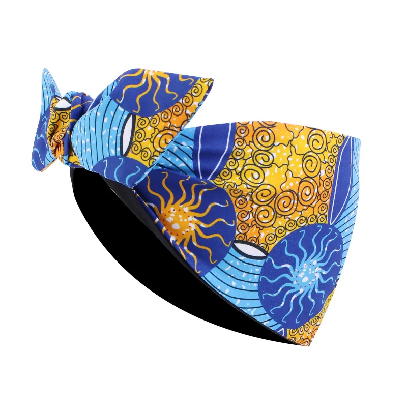 New Women's African Print Headband Elastic Sports Yoga Hair Band For Braids Curly Girls Salon Makeup Headwrap Turban Headwear - view 6