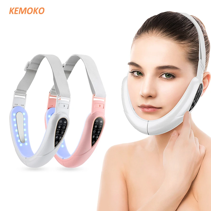 EMS Chin Facial Levantamento Massager, V-Line Up Lift Belt, Face Emagrecimento, Vibração, Dispositivo de Cuidados com Controle Remoto, Cuidados Com A Pele