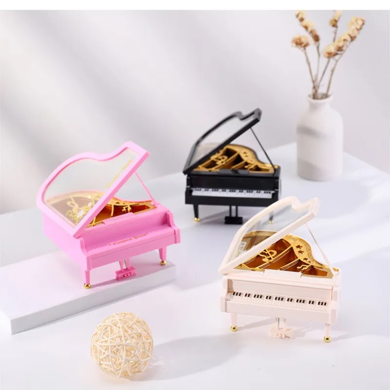 

Креативная музыкальная шкатулка в форме пианино, романтическая классическая музыкальная шкатулка для фортепиано, изысканный пластик, экологически чистый орнамент для украшения домаZG117
