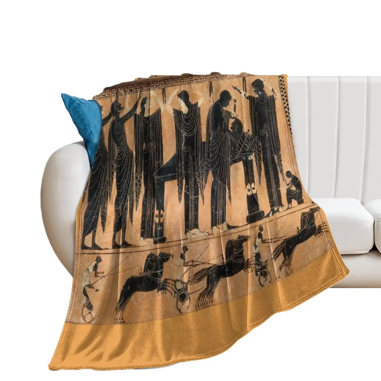 Ancient Greek Funerary Scene Throw Blanket Nap Soft Beds For Sofa Thin bed plaid Blankets