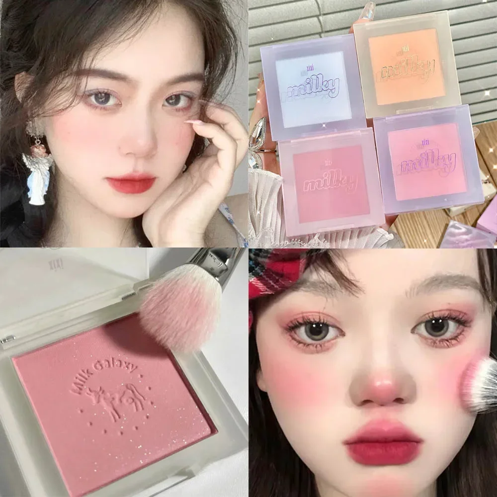 Milky Way Soft Mist Blusher Powder Matte Shimmer Face Contour Shading Powder Lasting Waterproof Brightening Cheek Makeup Blush