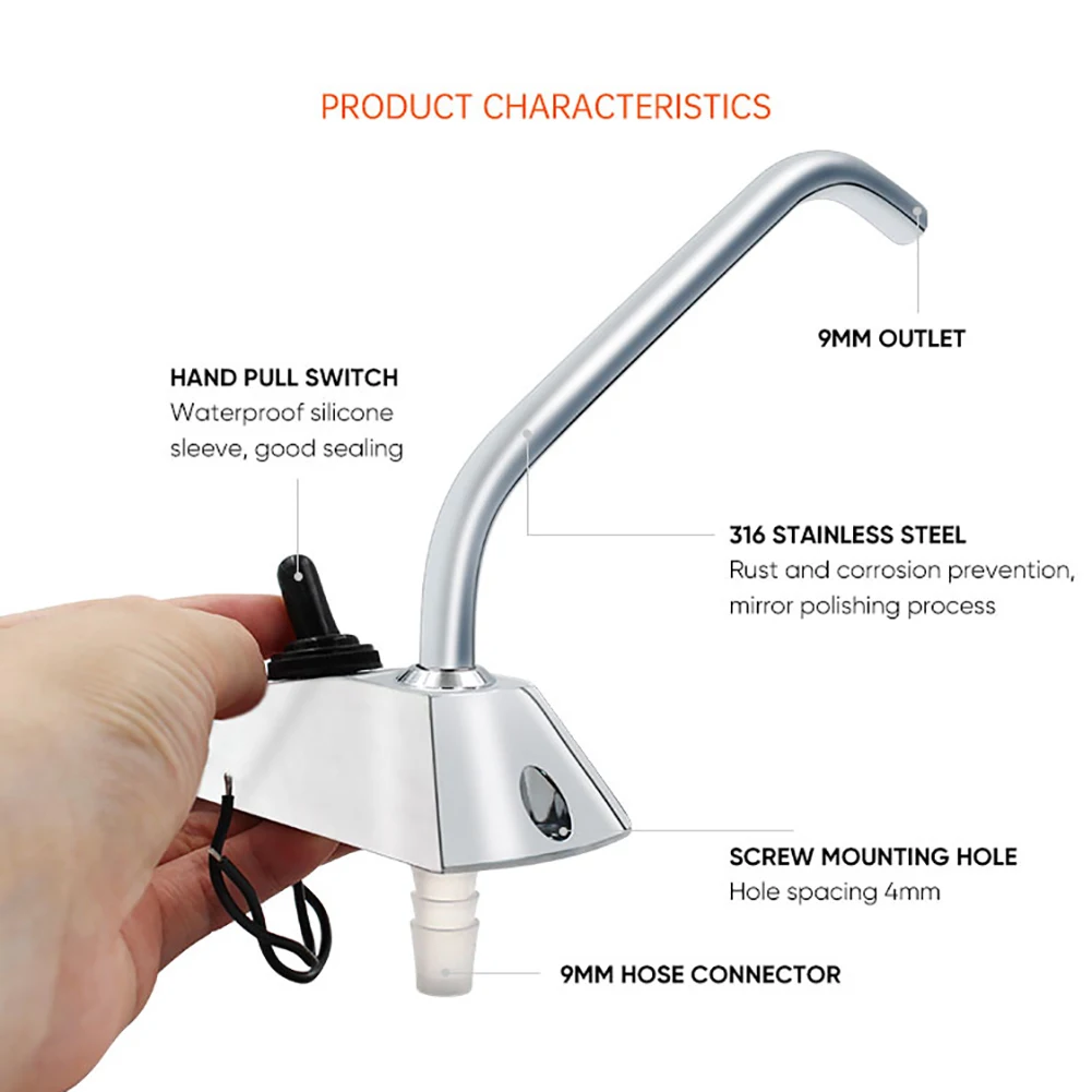 12V Electric Water Pump Self-Priming Galley Faucet Tap 360 Degree Rotation Water Tap Switch for Boat Galley Caravan Motorhome RV
