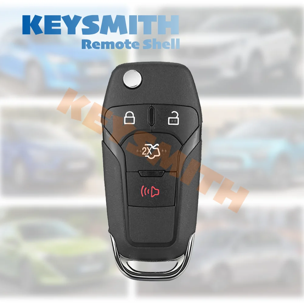 KEYSMITH Flip Remote Car Key Shell For Ford Focus Fusion Mondeo Kuga Mk2 Mk7 F-150 Explorer Ranger Uncut Blank 2 3 4 Button Fob