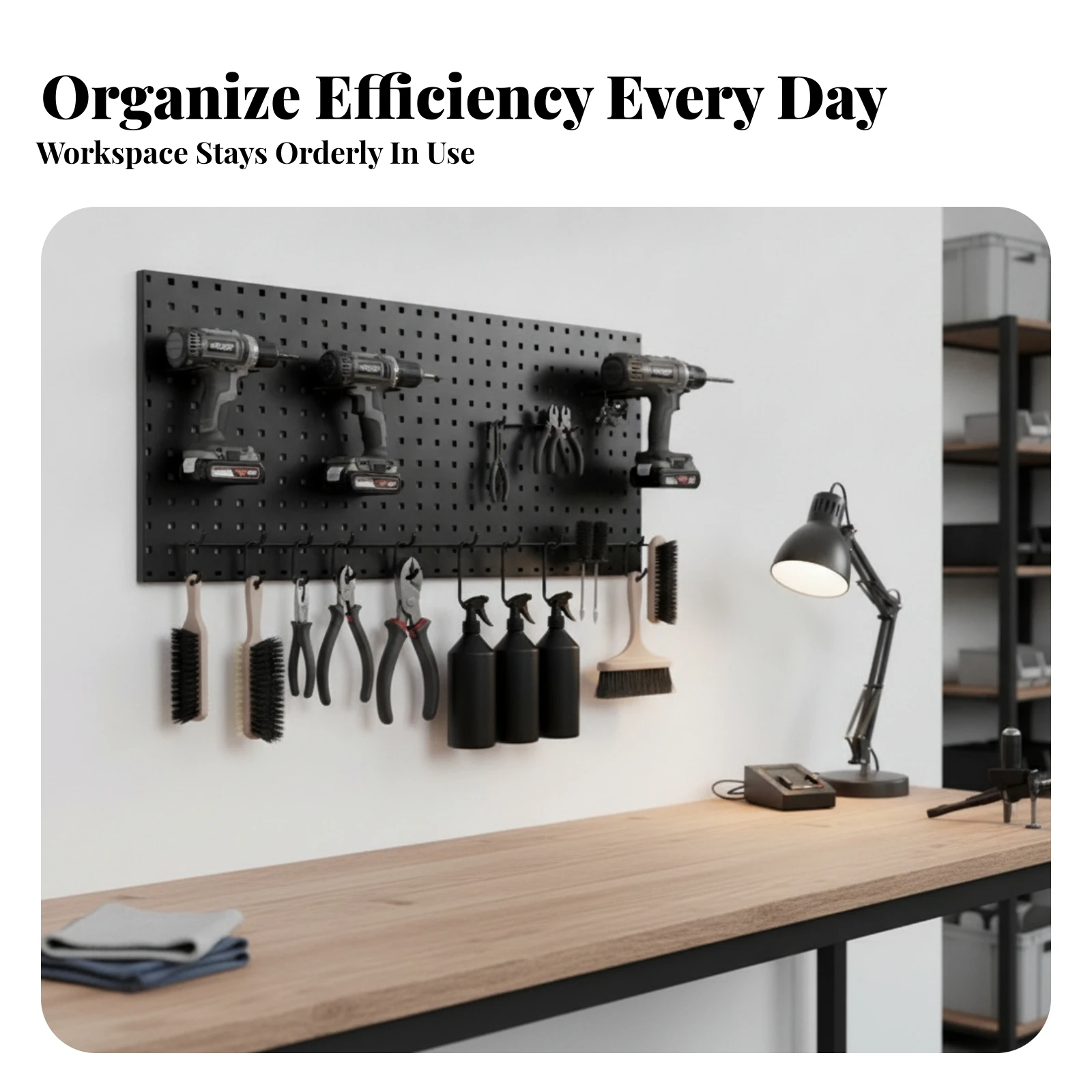 Metal Pegboard Panel Square-Hole Grid Wall-Mounted Pegboard Perforated for Workshop, Garage
