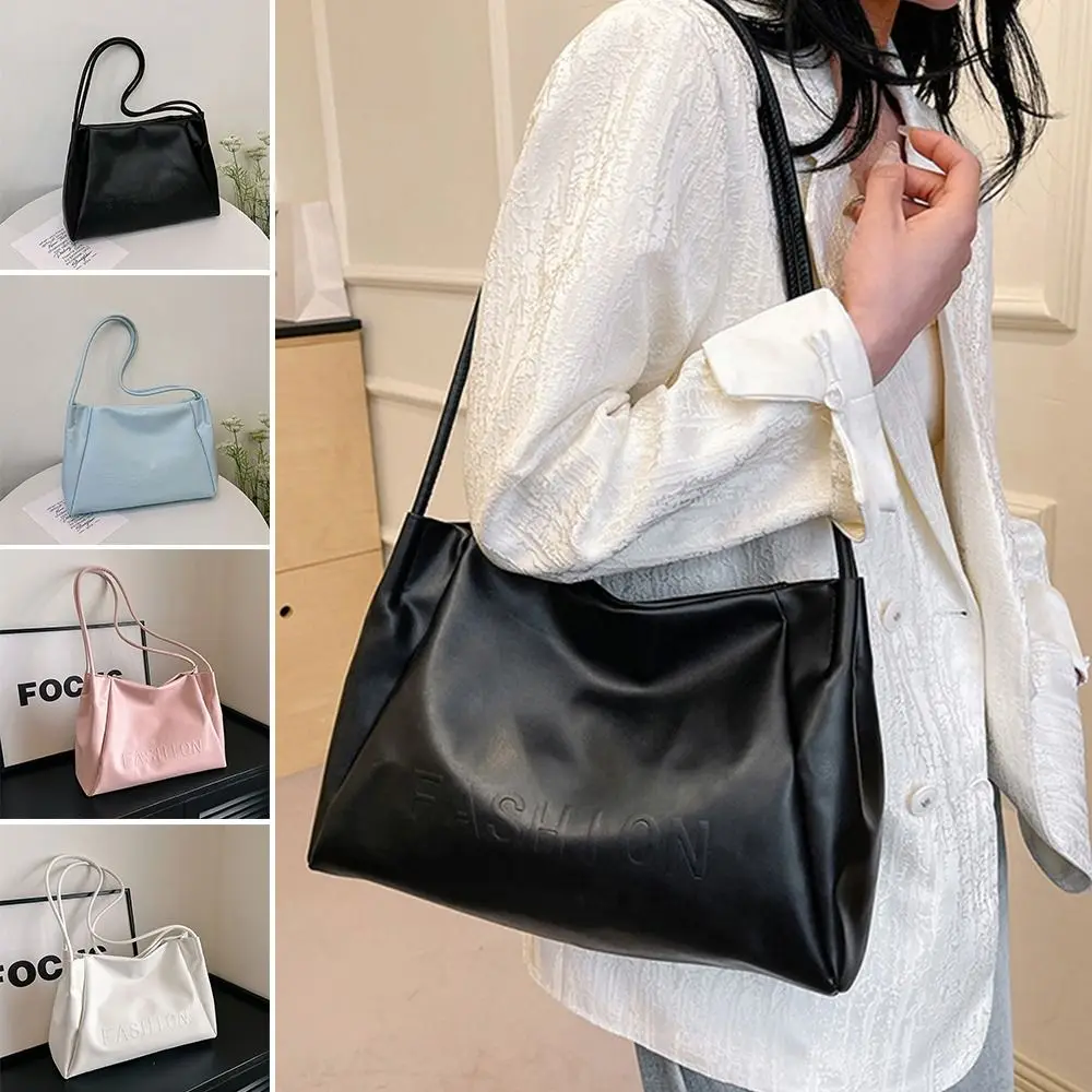 

Solid Color Tote Bag New Large-capacity High-end Messenger Bag Shopping Bag Shoulder Bags Reusable Fashionable Handbag