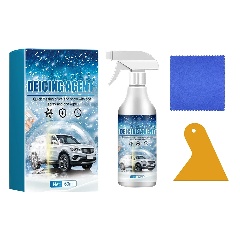 Car Windshield De-Icer Spray Auto Snow Melting Agent 60ML Fast Ice Melting Anti Frost Spray For Car Windshield Window Mirror