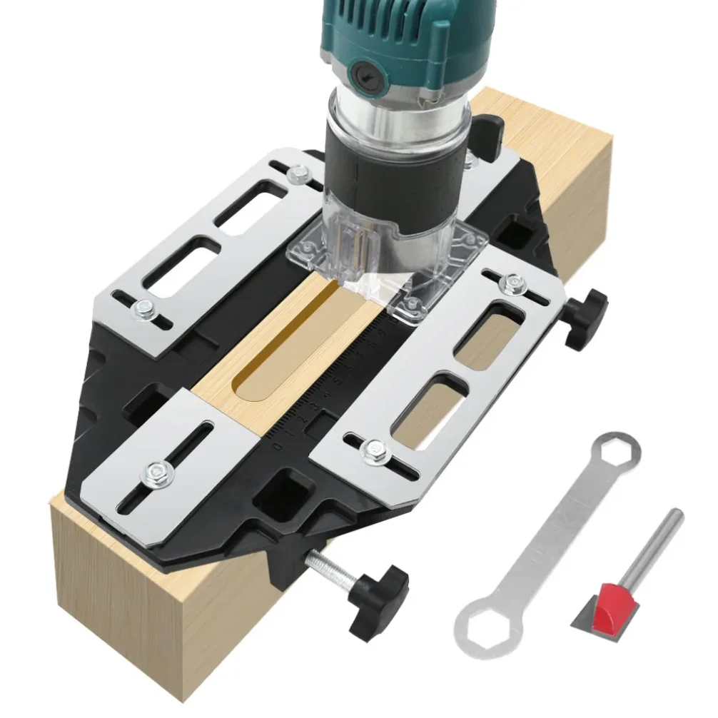

Woodworking Hole Opener Slotting Locator or Router Base or Milling Cutter, Aluminum Alloy Door Hinge Installation Jig Kit