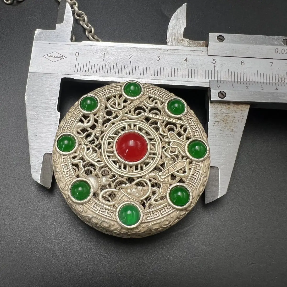Antique craft copper gilt eight treasures compass pendant pendant necklace pendant