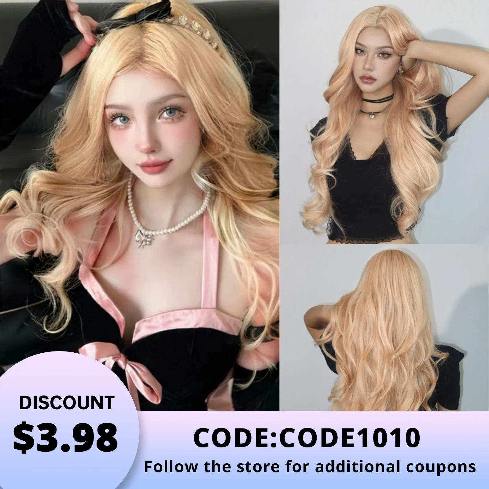 HAIRCUBE Blonde Lace Front Wig Curly Synthetic Wigs Hairline Lace Middle Parted Wavy for Women Heat Resistant Daily Cosplay Hair