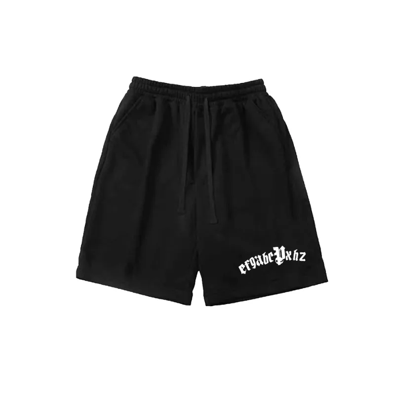 

Летние освежающие мужские шорты с буквенным принтом и вырезами в уличном тренде