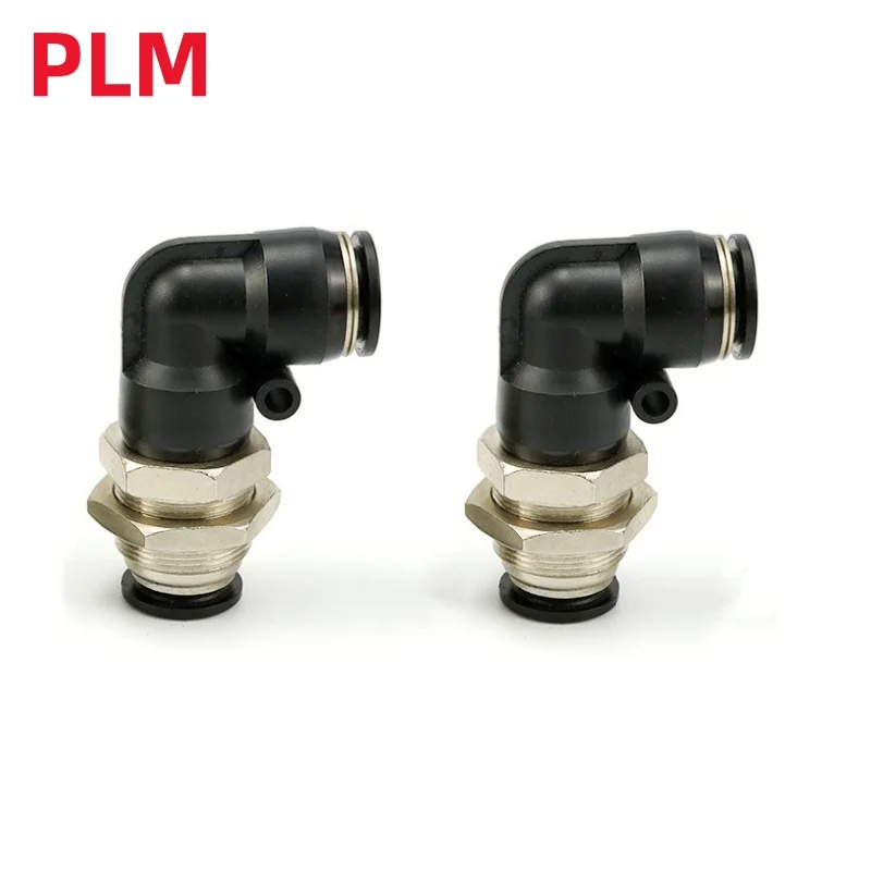 Pneumatic quick connector partition bend PLM-4 6 8 10 12mm right angle L-shaped through plate air pump air pipe quick insertion