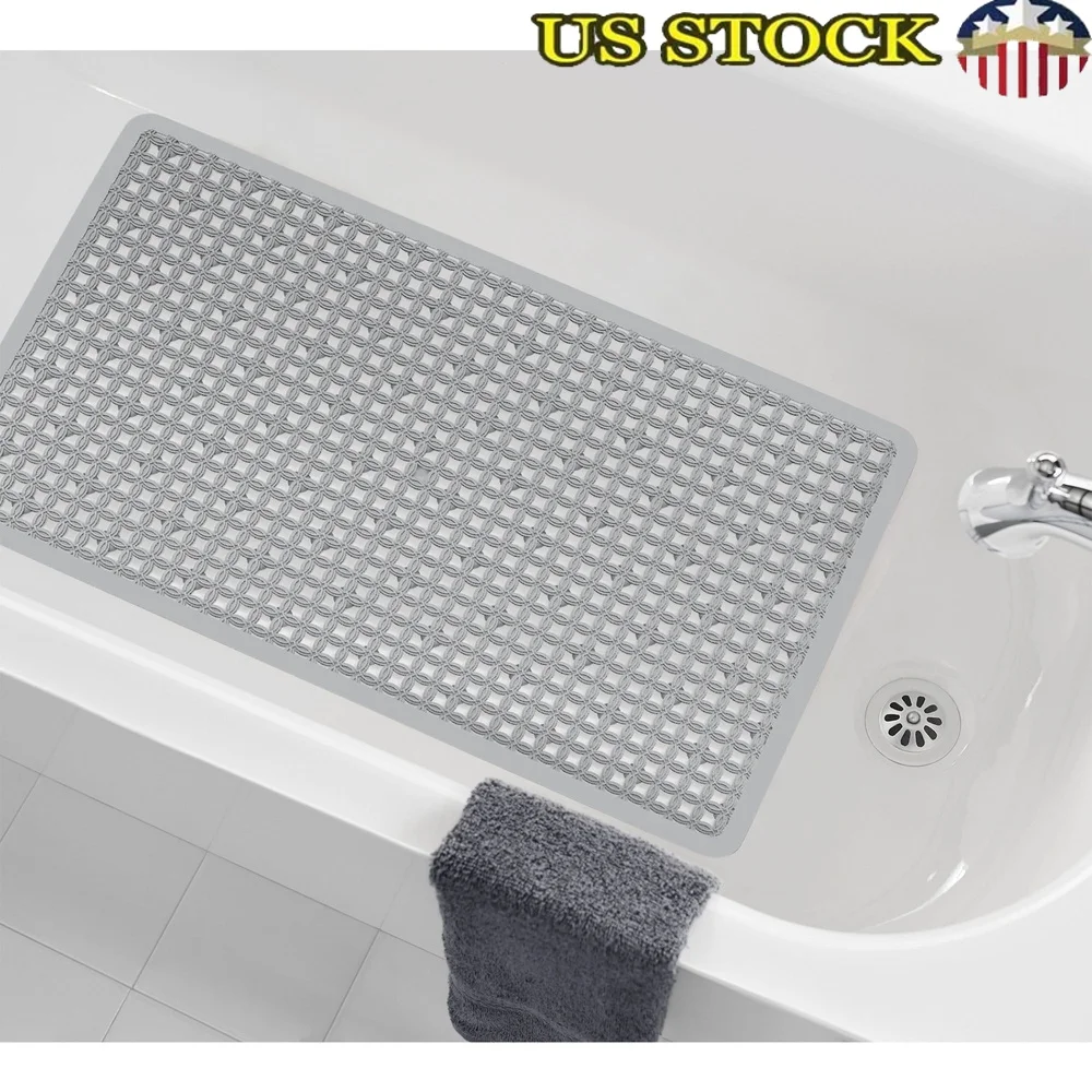 

Устойчивый к плесени коврик для ванны 15x27 Мягкий текстурированный коврик для душа с присоской Нескользящий коврик для душа, который можно стирать в машине, серый ТПЭ