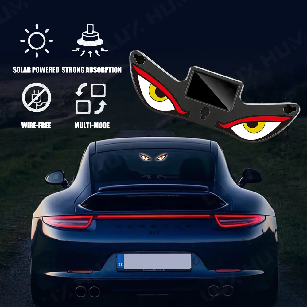 Devil Eyes Decoration Light for Car Wireless Solar Powered/USB Rechargeable Led Dynamic Flashing Light Automatic Lights On/Off