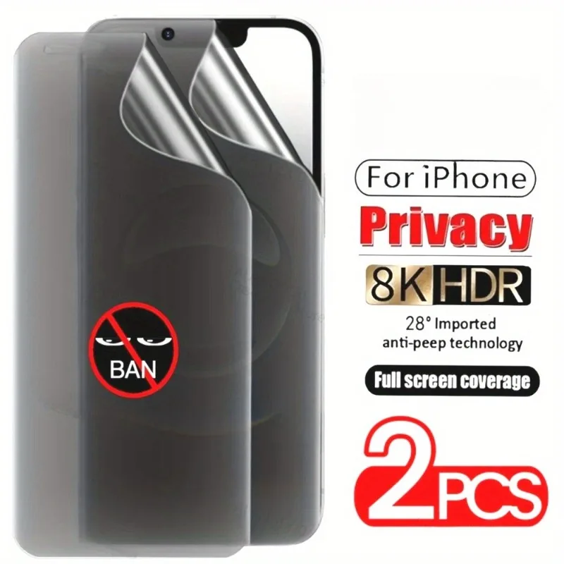 

2pcs Anti-Spy Hydrogel Film for iPhone 16 15 Pro Max Plus XR XS Max Screen Protector For IPhone 11 12 13 14 Pro Mini Film