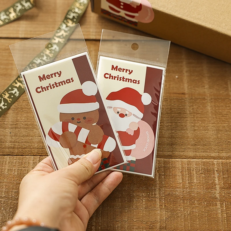 Square Christmas Stickers Gift Box Label Decoration Coated Paper Adhesive Sticker Cartoon Gift Packaging Sealing Paste