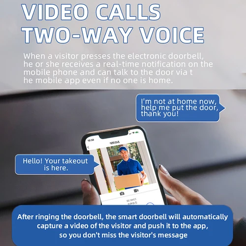 Imagen 2 del producto Timbre inalámbrico impermeable para exteriores con cubierta Solar, cámara, WiFi, puertas digitales, mirillas, intercomunicador inteligente para el hogar, timbre de vídeo