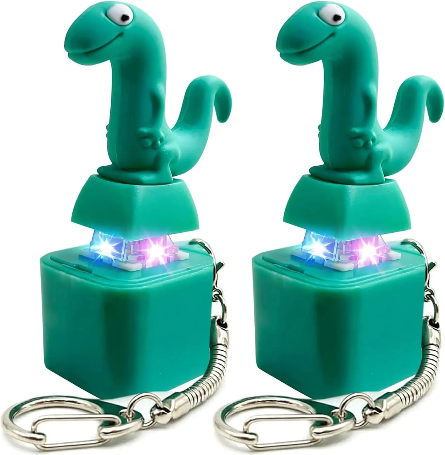 

2PCS Lizard Fidget Keychain Clicker Toys, Lizard Button Keychain Adult Anxiety Relief Toy with Colorful Light & Sound, Adults Keyboard Clicker for Stress Relief & Travel & Fun