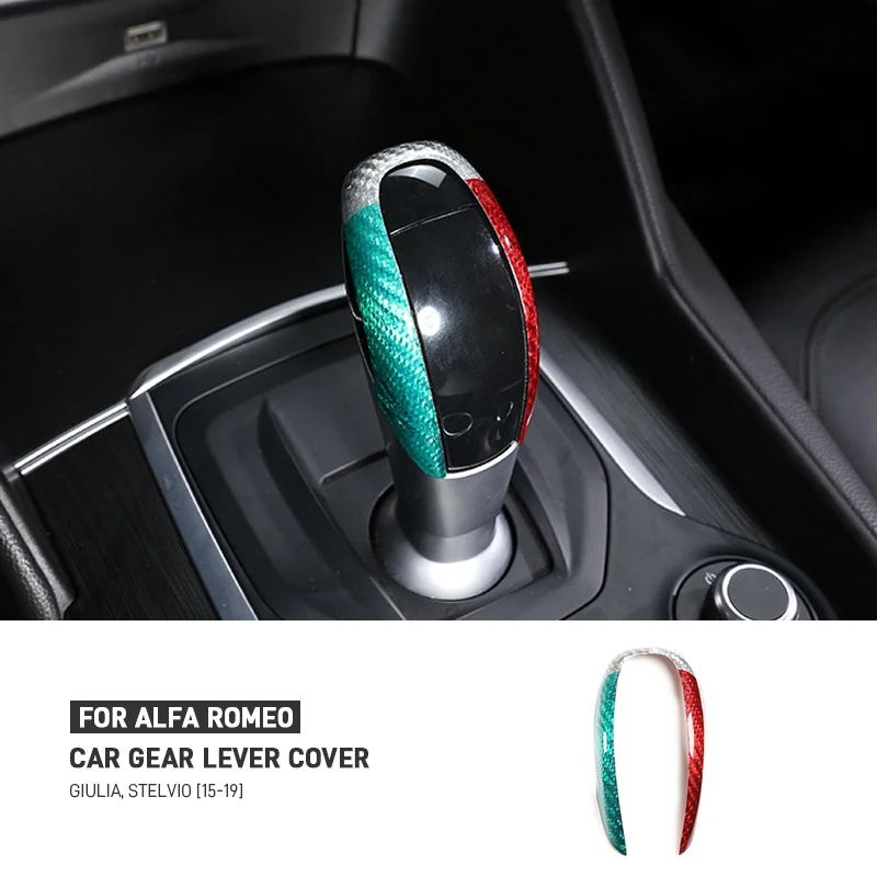 

Real Carbon Fiber Car Interior Gear Shifter Knob Frame Cover Trim For Alfa Romeo Stelvio Giulia 2015-2019 Interior Accessories