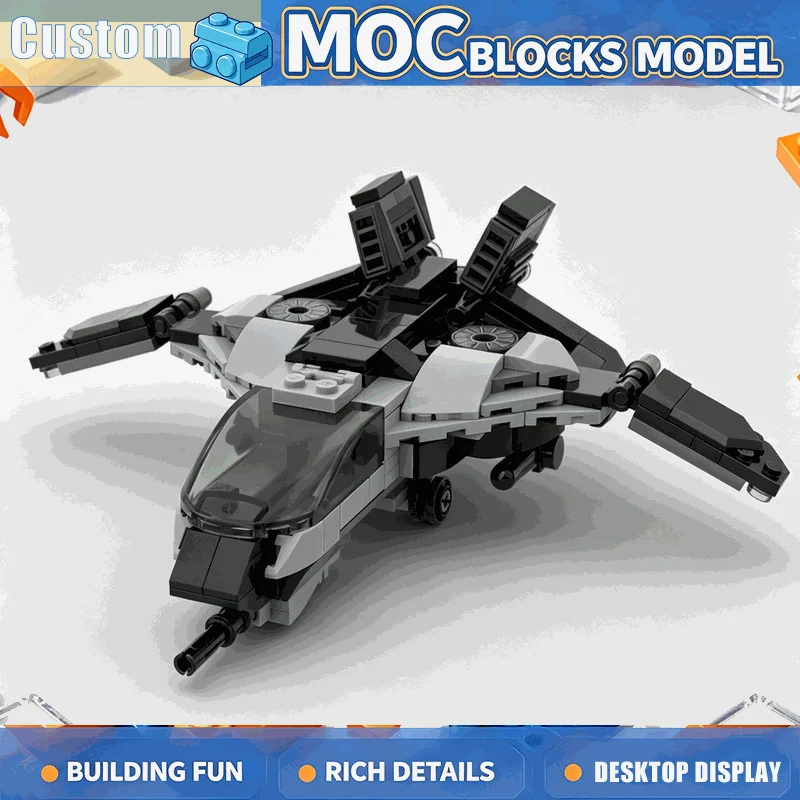 215PCS Future Stealth Aircraft Building Blocks Model DIY Assembly Toy With Opening Wings Sci Fi Vehicle Home Display Xmas Gift