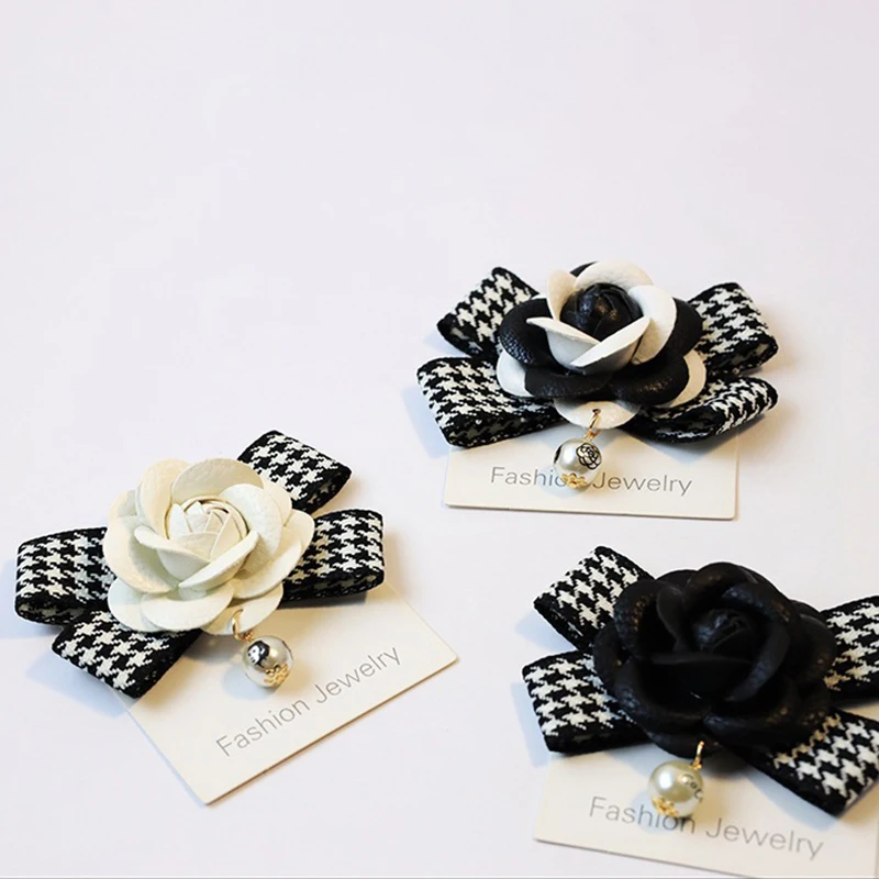 [J] Summer Korean-style headwear with a black checkered bow, a popular and simple leather band accessory