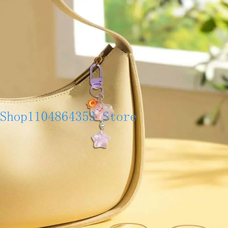 652F 5pcs Delightful Cloud And Star Keychain Set Eye Catching Cloud Star Keychains Accessory For Adding Fun To Keys And Bags
