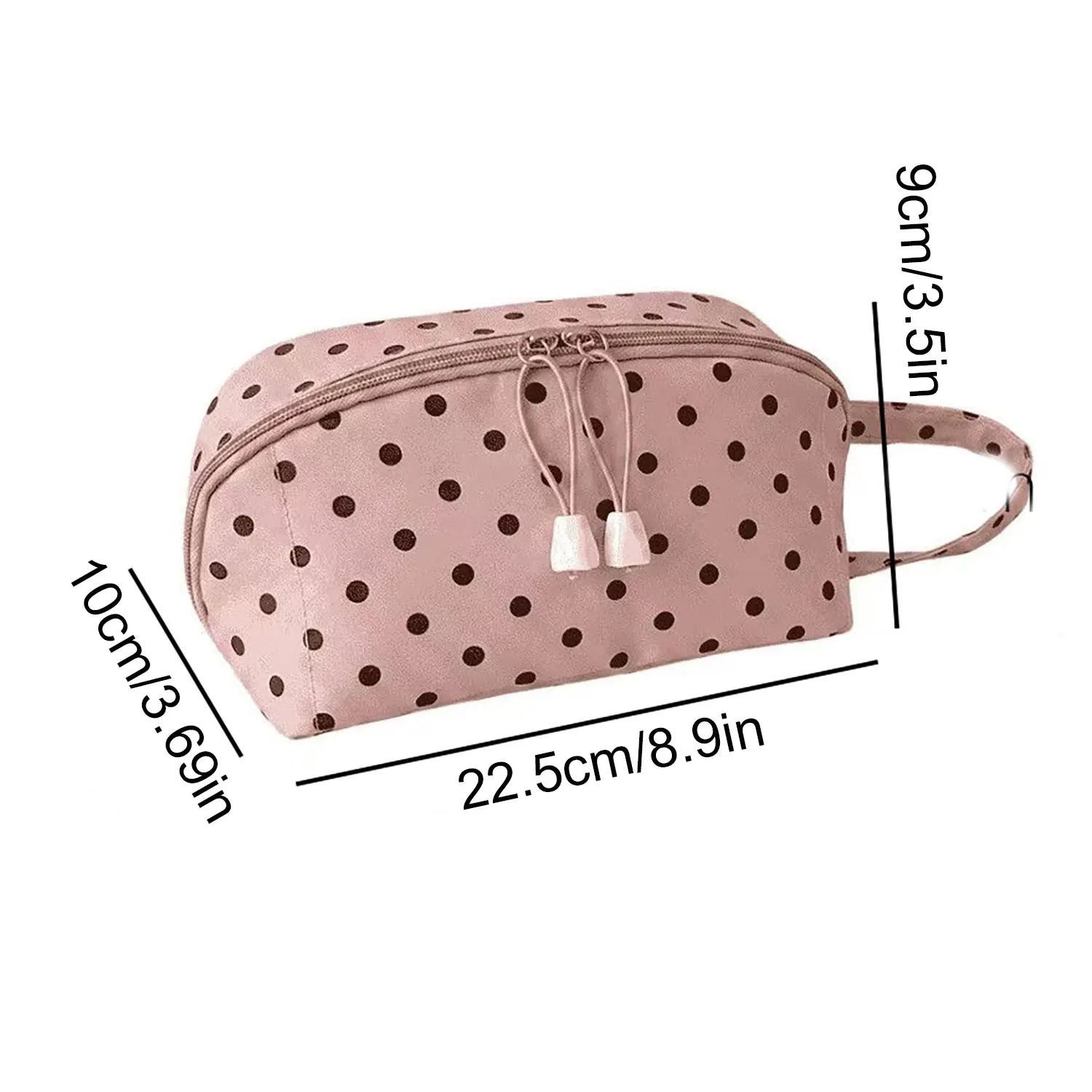 Große offene Make-up-Tasche, dreidimensionale vertikale Desktop-Reisetasche, vielseitige Wellenpunkt-Aufbewahrungstasche für Kosmetik – Detail 1