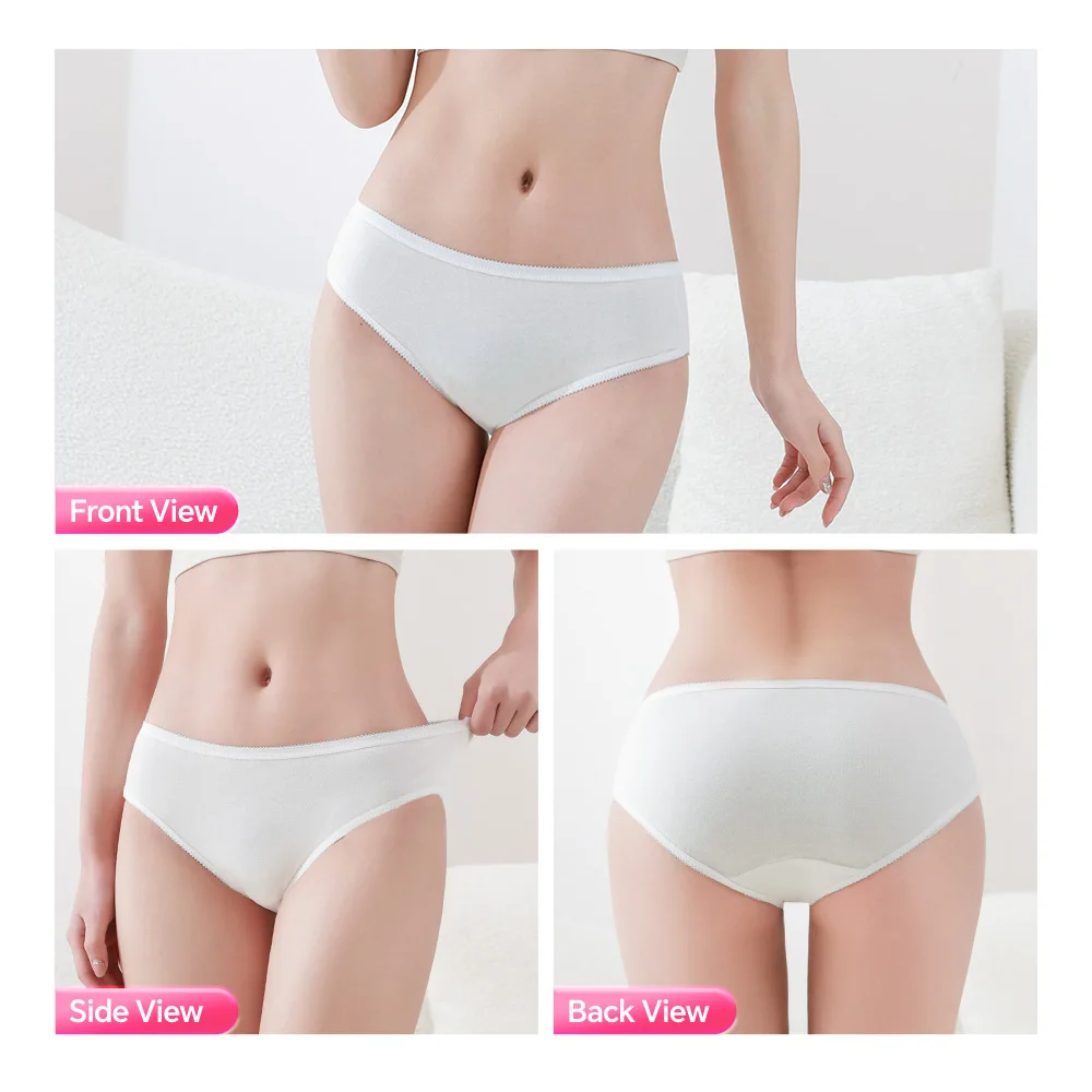 Freego 5/10/20 قطعة ملابس داخلية نسائية قطنية 100% للاستعمال مرة واحدة 7A مضادة للبكتيريا قابلة للتنفس سراويل داخلية متوسطة الارتفاع #5