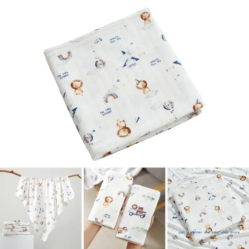 67JC Chăn quấn bằng vải cotton in mềm dành cho trẻ sơ sinh Mền thoải mái và thoáng khí