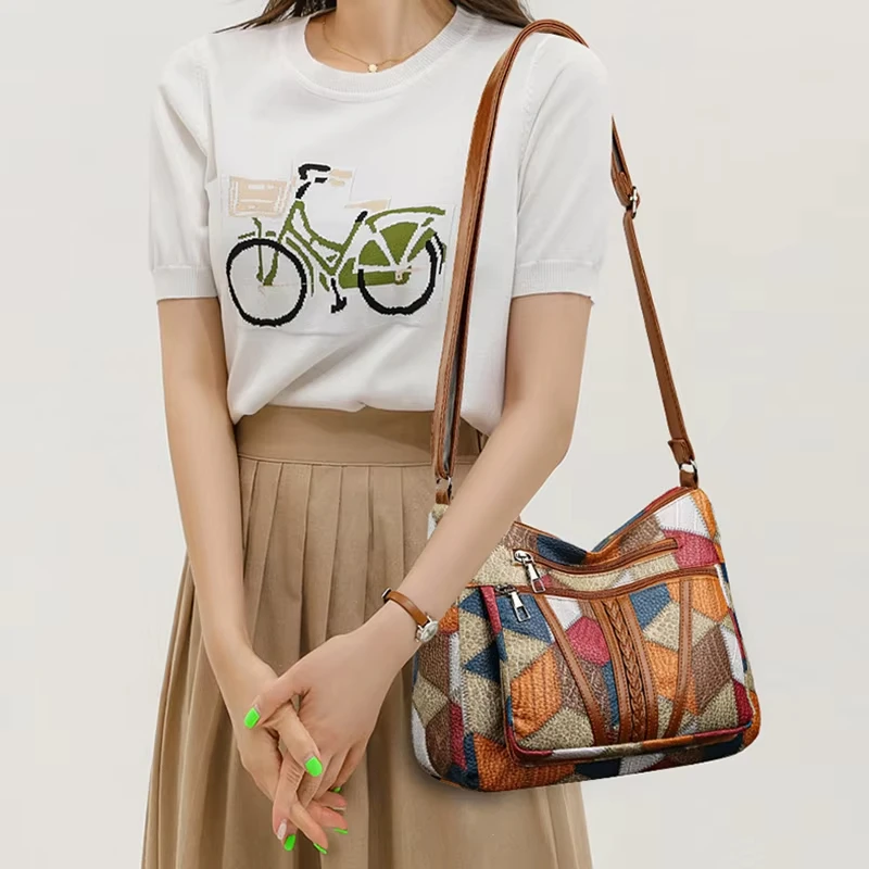 

Multi-Pockets Shoulder Bag Fashion Vintage Bag All-Match Elegant Handbag for Casual Daily Shopping