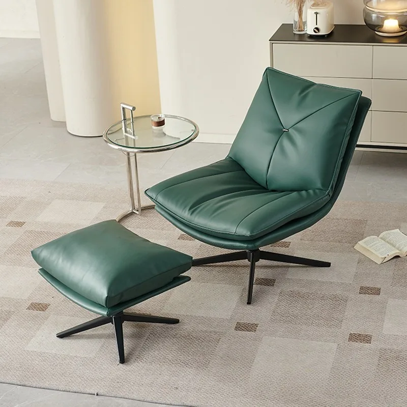Simple casual sofa chair, rotating leather modern living room study balcony comfortable single chair removable tiger chair