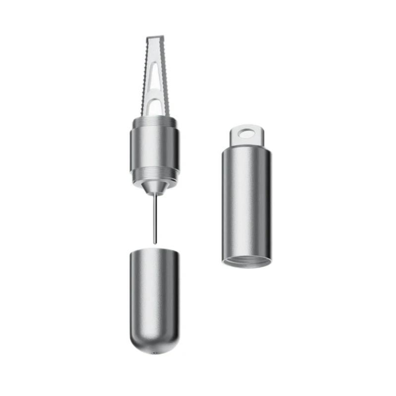 E65C Pocket Size Tray Access Pin with Small Package Opener, Metal Carry Tool with Screw Cap Cover, Steel Cutter, and Bag Ready