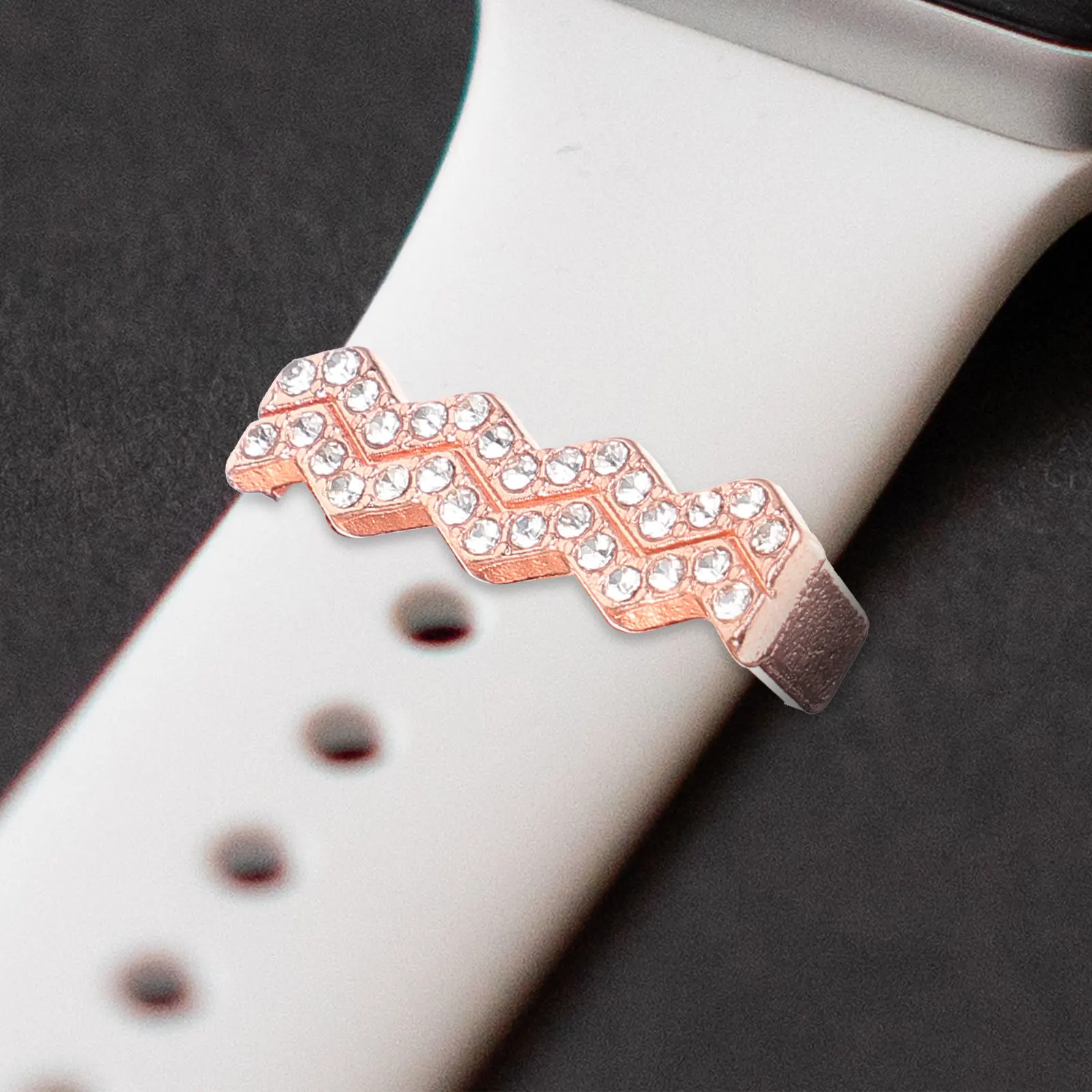 3Pcs Silicone Watchband Charms Rhinestone Metal Watch Strap Ring Loops Decorative Accessories for Smartwatch Band Decoration