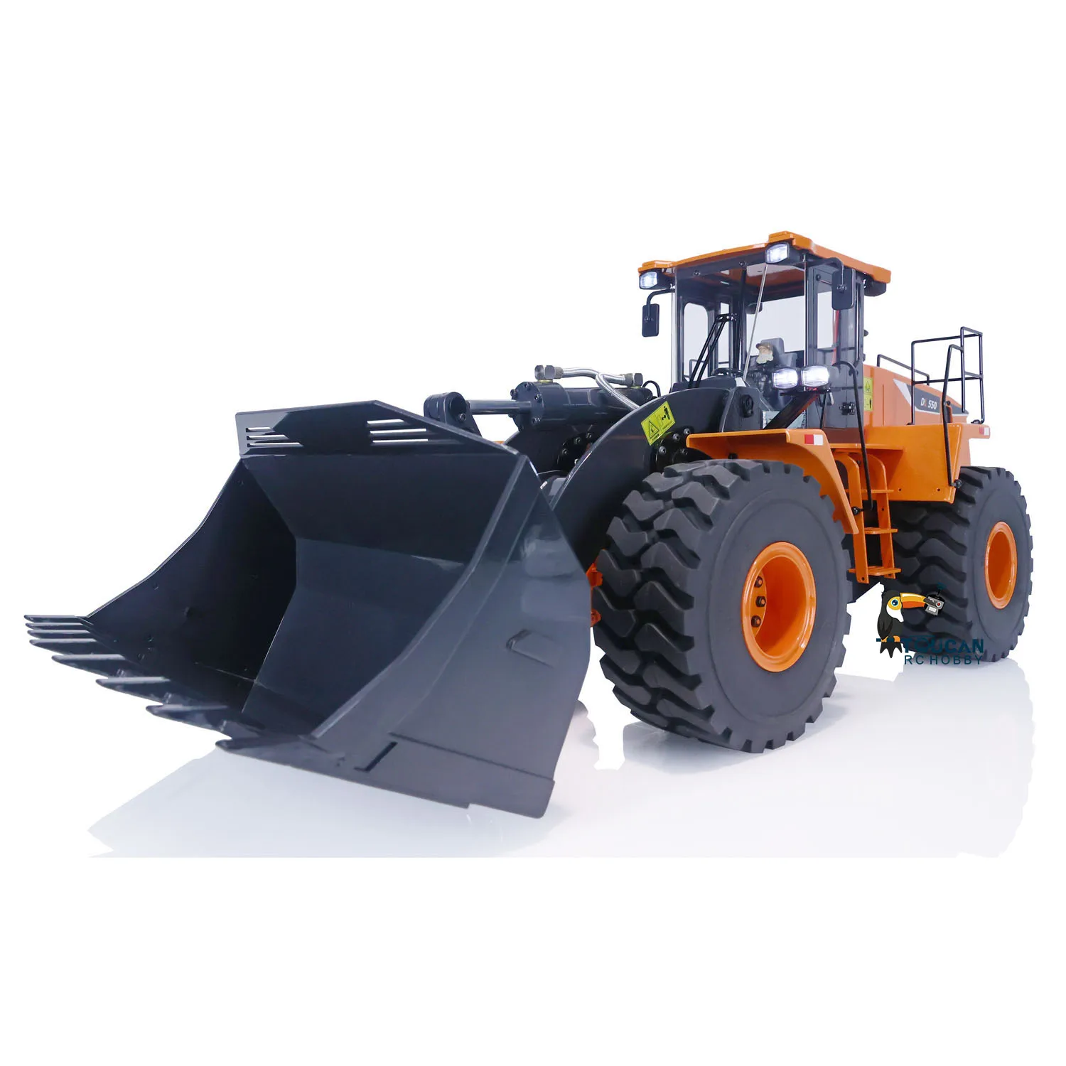 XDRC 1/14 Hydraulic RC Loader Assembled Remote Controller Metal Orange Trucks 980L Cars Light Sound System Motor TH21429—SMT9