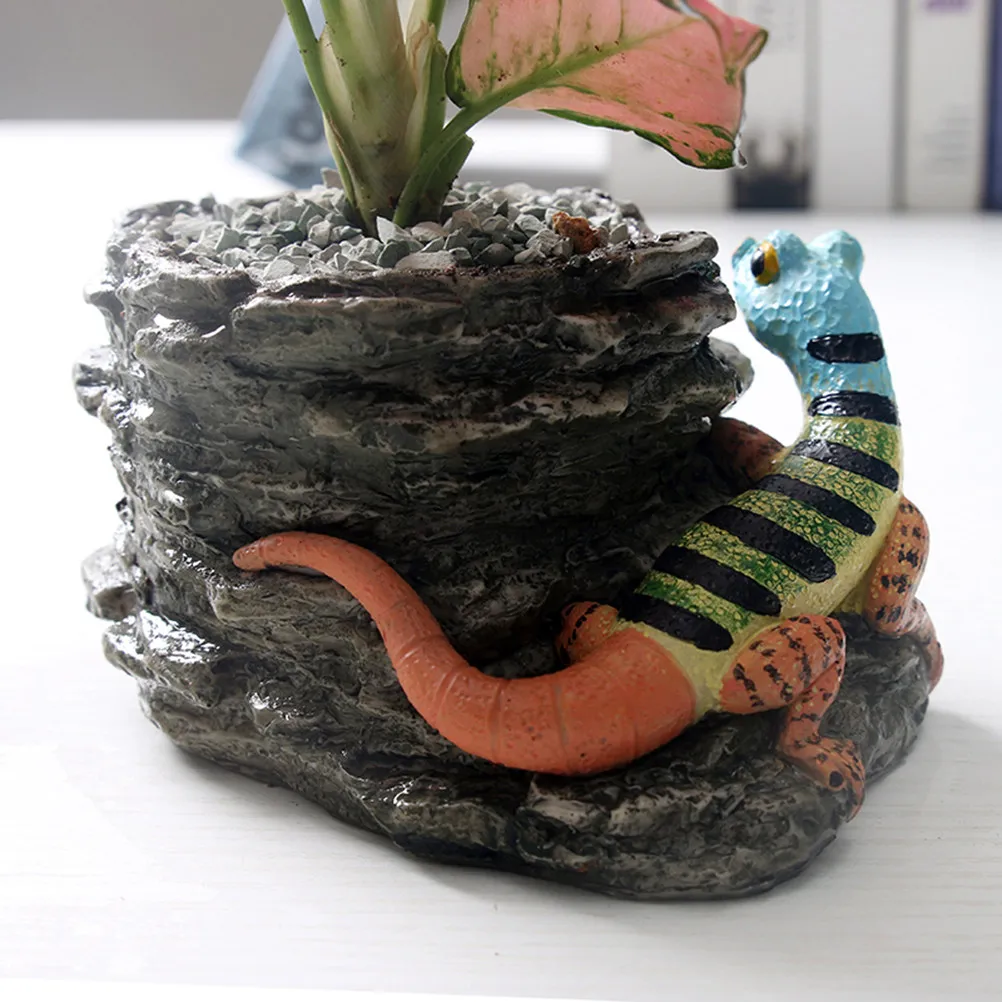 

Небьющийся цветочный горшок из смолы 15x11x8 см, имитация горной горки, реалистичный декоративный кашпо для стола и книжной полки