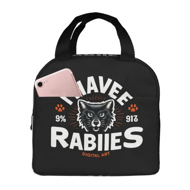 

Custom I Have Rabies Lunch Bag Thermal Cooler Insulated Lunch Box For Women Kids Work School Picnic Travel Food Tote Bags