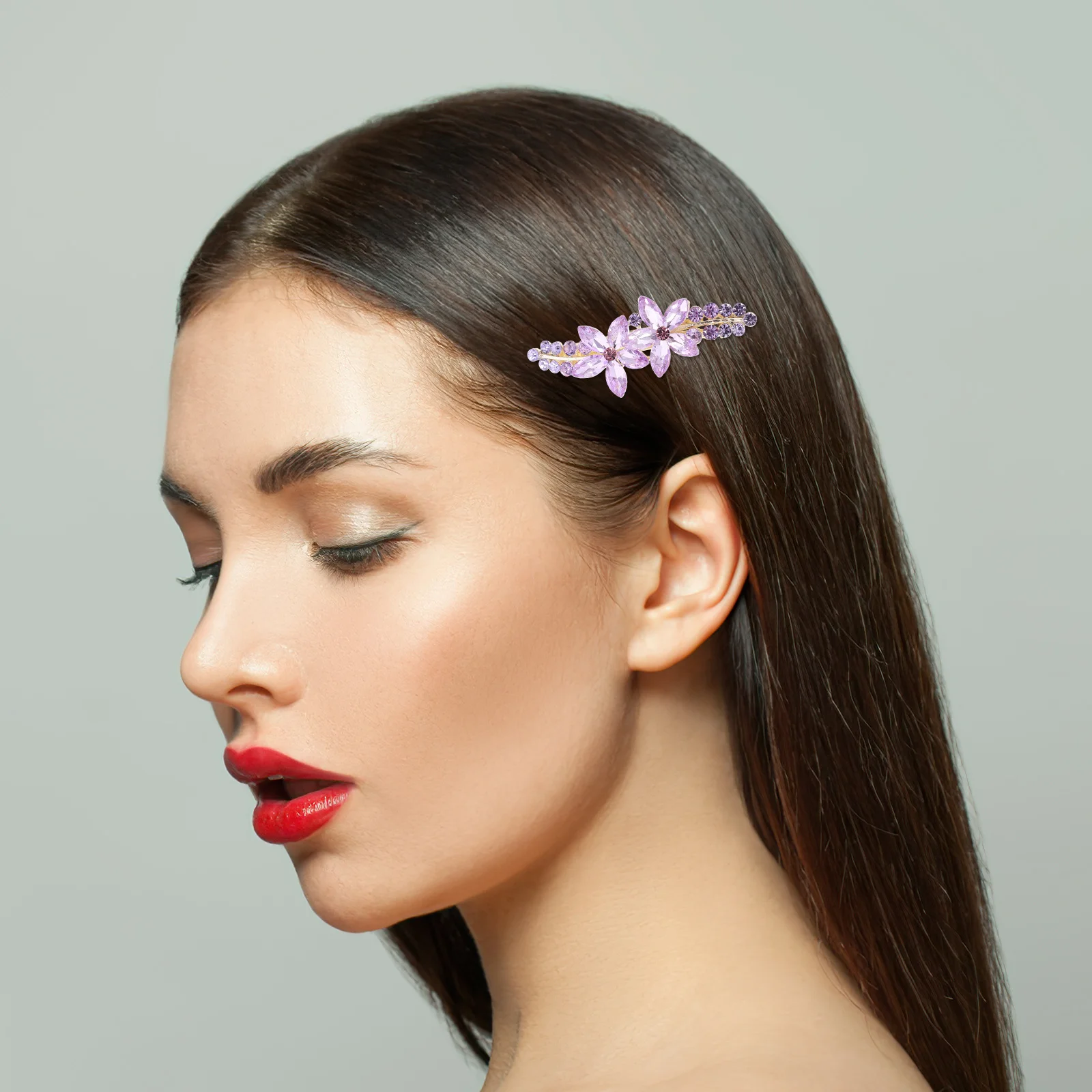 

Small Rhinestone Flower Hair Clip Spring Clip Decorative Hair Accessories for Women Elegant Party Birthday Wedding