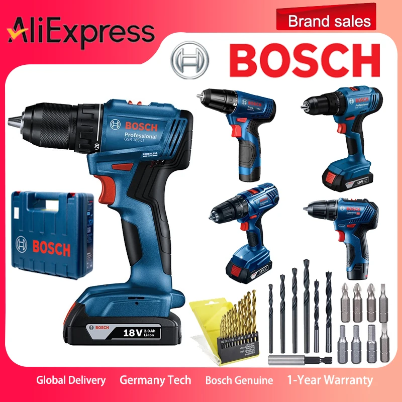 Bosch 12V 18V LI Battery Wireless Electric Drill Screwdriver GSR180 GSR12-30 GSR185 GSR120 GSB183 HSS Twists Bit And One Battery