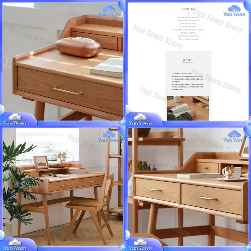 Japanese-style Solid Wood Desk for Small Apartment Study Nordic Cherry Wood Dresser Simple Office Computer Desk for Home
