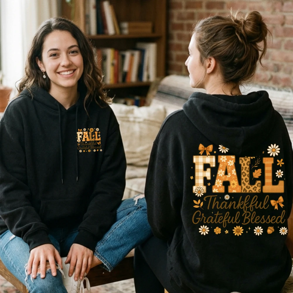 Fall Thankful Grateful Blessed Sweatshirt Leopard Sunflower Thanksgiving Graphic Pullover Autumn Tops Winter Clothes Women