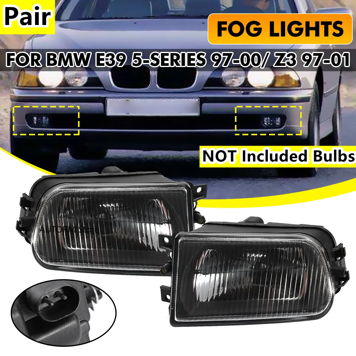 

Pair Car Front Bumper Fog Light Lamp Housing 63178360575 63178360576 For BMW E39 5-Serise 1997-2000 Z3 1997-2001 Fog lights