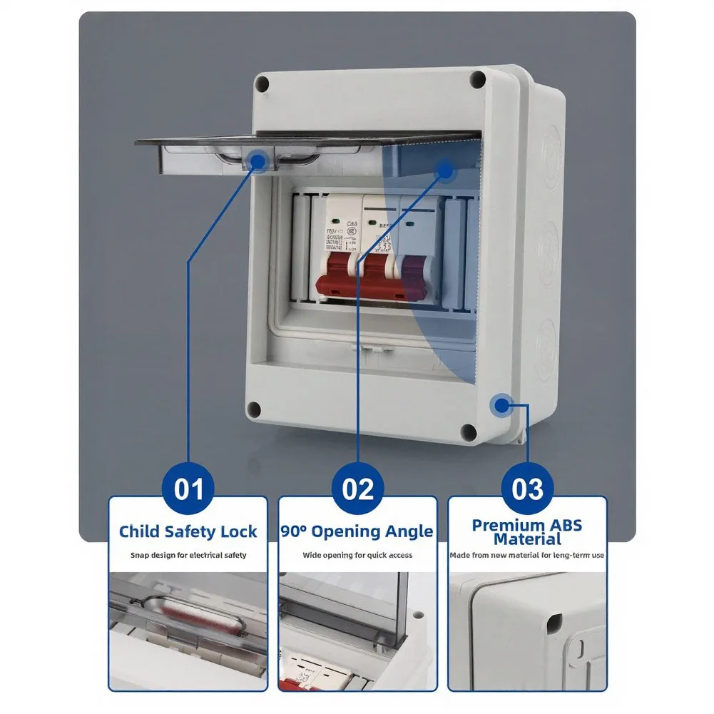 Waterproof Junction Box 2pcs IP65 Rated 5-Module ABS Circuit Breaker Enclosure 152x110x93mm for Indoor Outdoor Installation