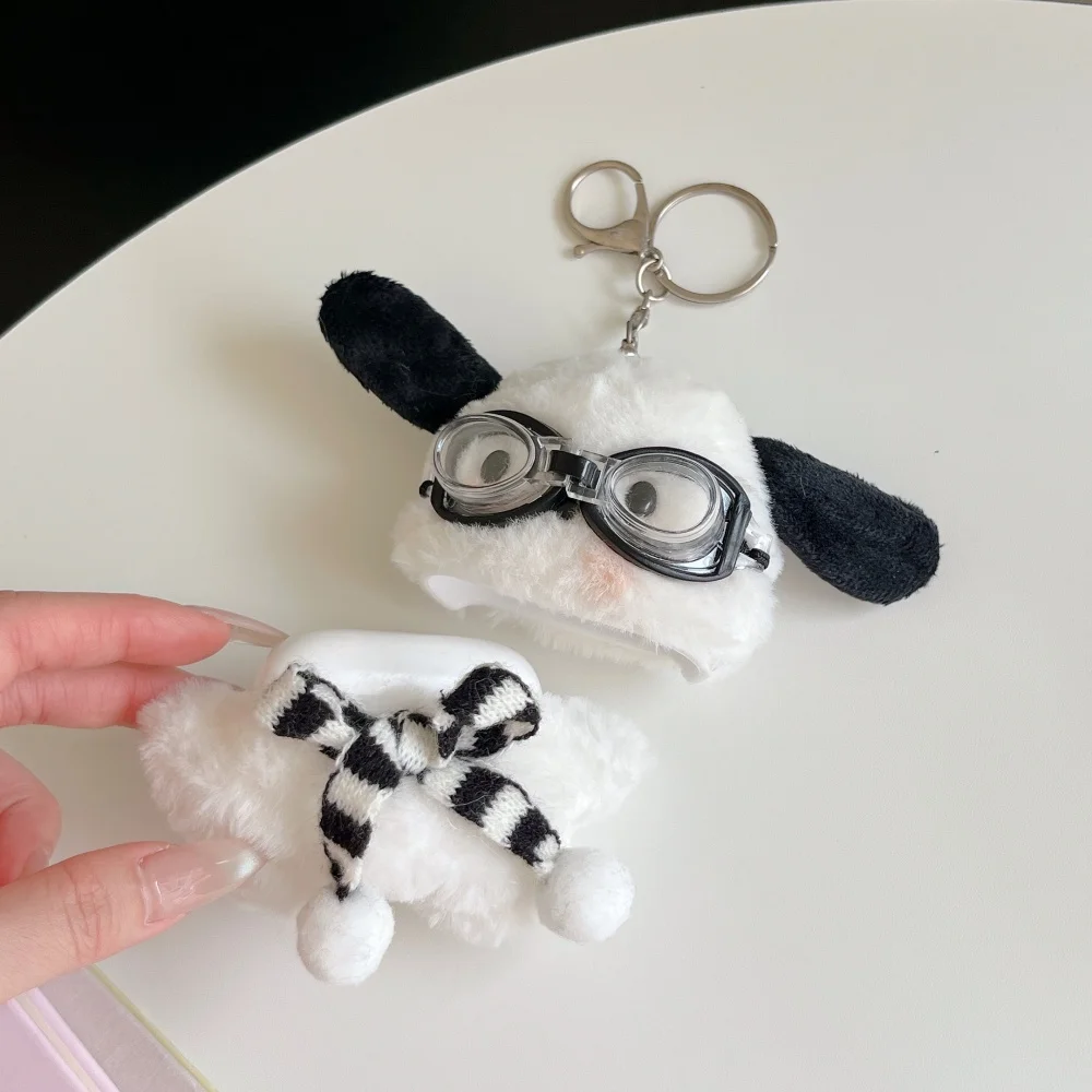 Cute Plush Sanrio Scarf Pochacco Earphone Cover For Apple Airpods 1 2 3 4 Pro 2 Pro 3 Fluffy Bluetooth Headset Protective Cover view 6