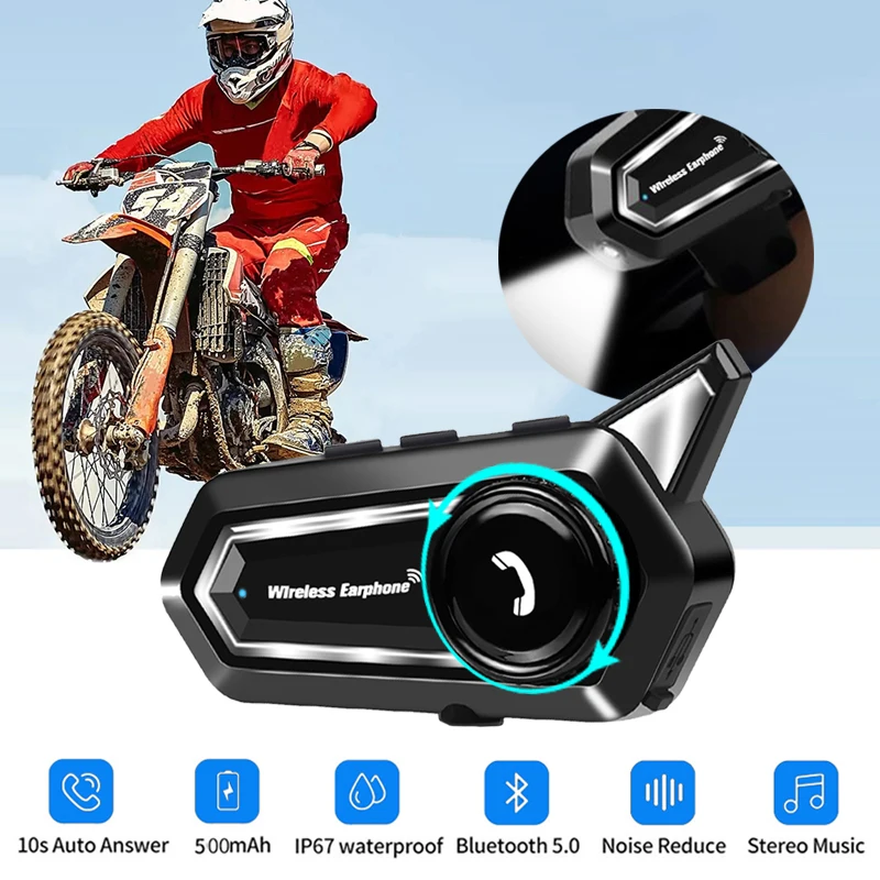 

BT31 Bluetooth 5.0 Motorcycle Helmet Headset Stereo Voice Control Hands Free Call 500mAh IPX6 Waterproof For Riding Skiing