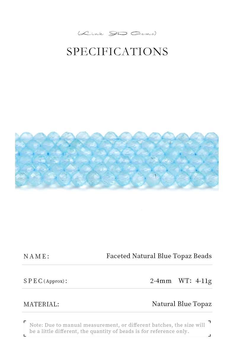JD Natürliche Facettierte Blaue Topas-Perlen, Hochklare Polierte Edelsteinperlen für DIY-Armband-, Halsketten- und Anhänger-Schmuckherstellung – Detail 1
