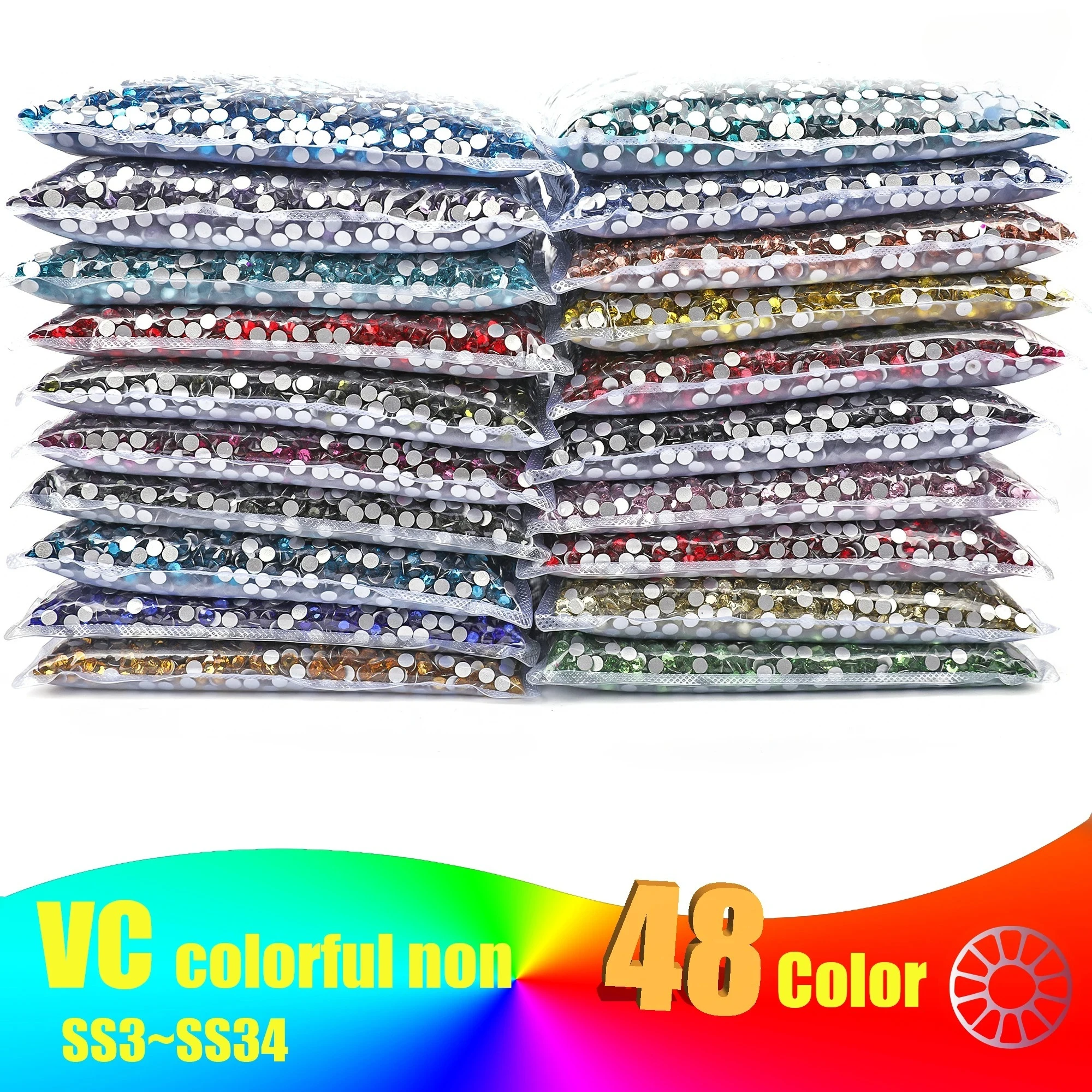 SS30 Wholesale 2880Pcs 33 Colors Стразы Crystal AB Non Hotfix Rhinestones in Bulk Package Nail Art Decorations 2026