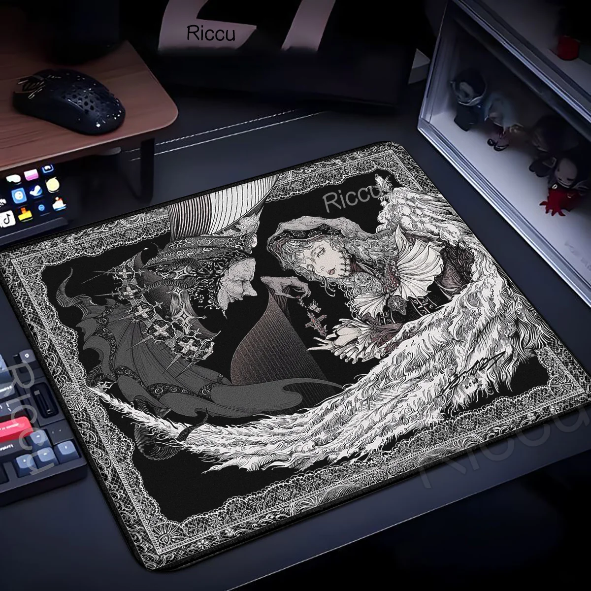 Retro European style Gothic black and white Anime Small Mouse Pad XL Computer PC Accessories Keyboard Non-Slip Office Desk Mat