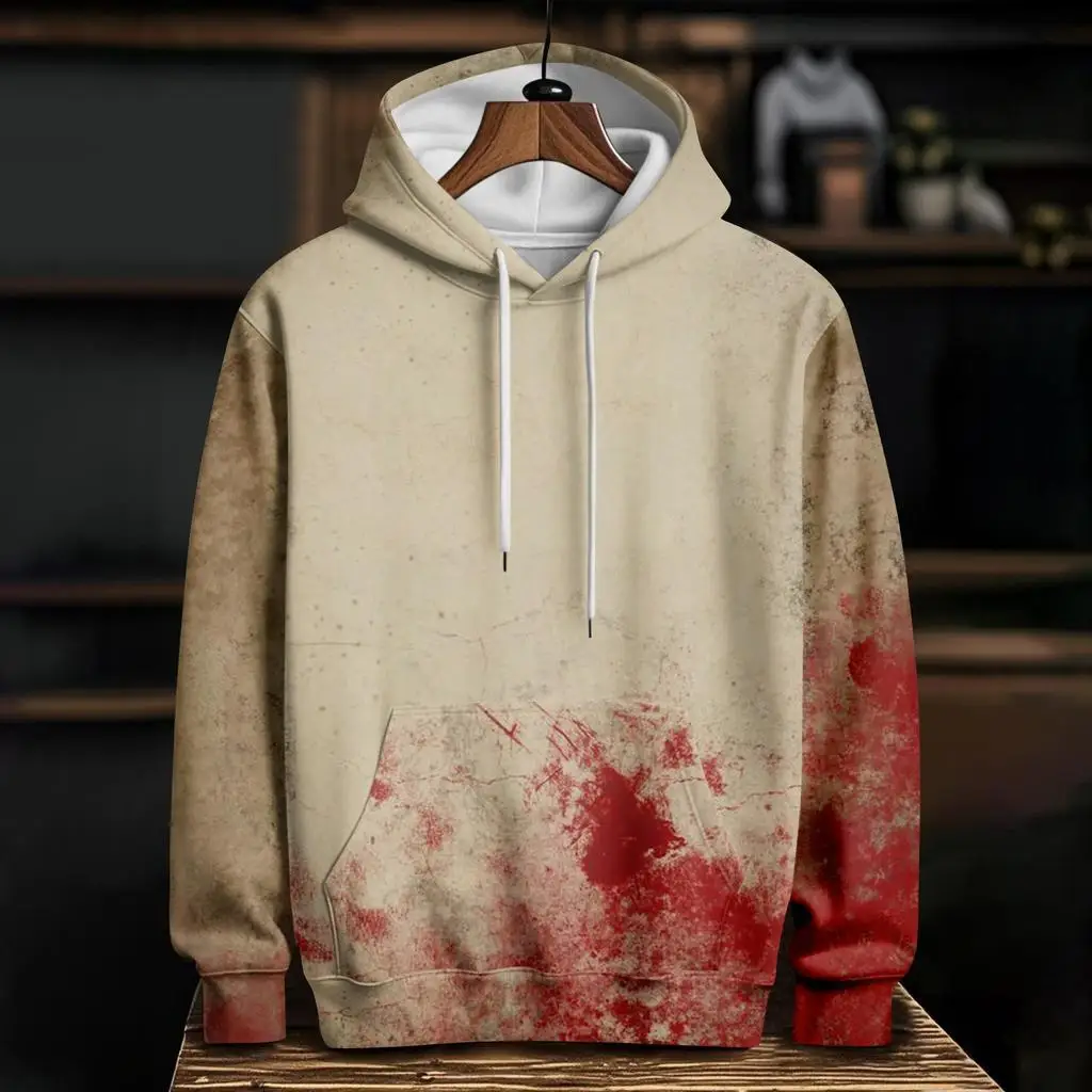 ثلاثية الأبعاد مطبوعة الدموي هالوين موضوع هوديس للرجال الرعب نمط فضفاض كم طويل البلوز الخريف الشتاء القوطية الهيب هوب الملابس #4