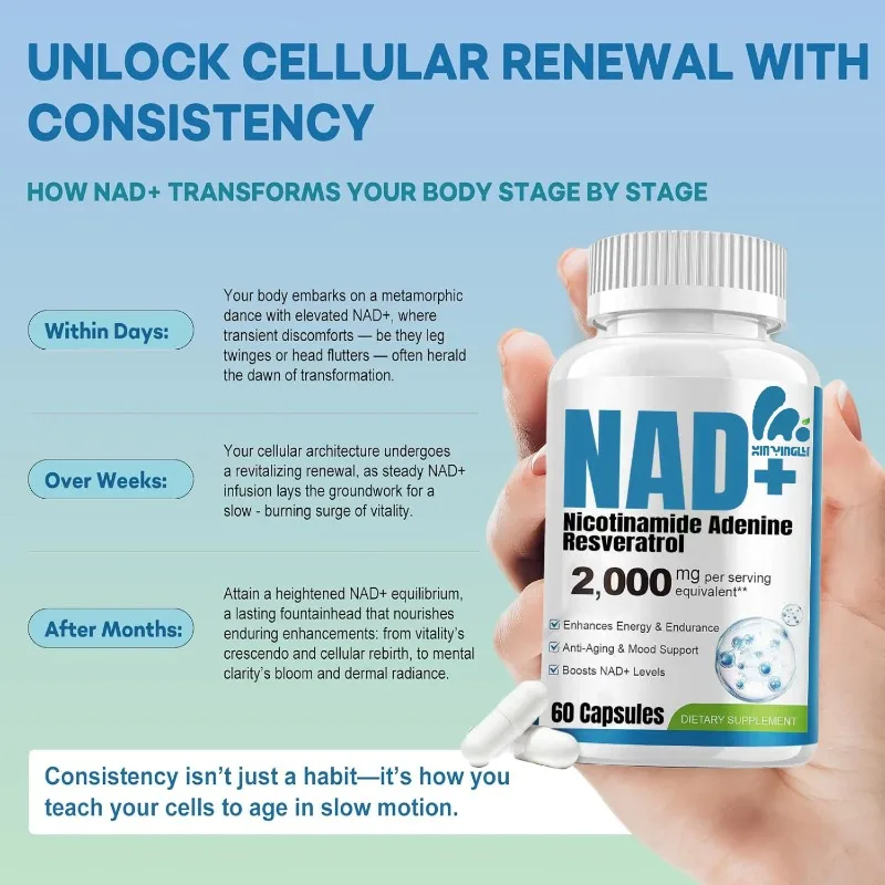 Liposome NAD 2000 Mg containing trans resveratrol energy support 60 capsules